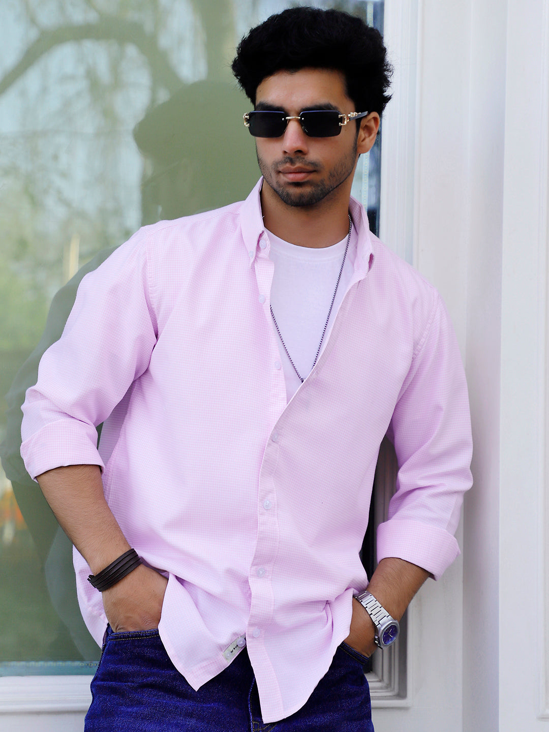 Desert Bloom Neon Pink Check full Sleeve shirt