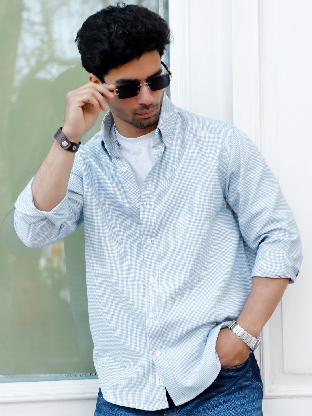 Desert Bloom Dark Sea Green Check full Sleeve shirt