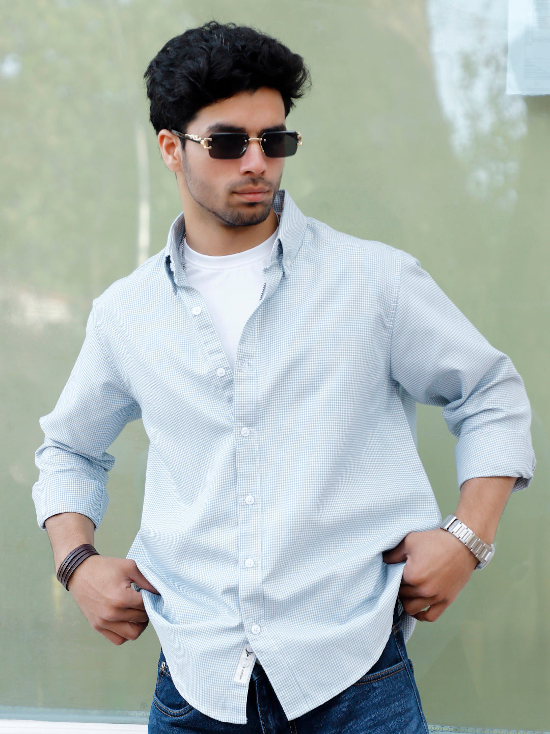 Desert Bloom Dark Sea Green Check full Sleeve shirt