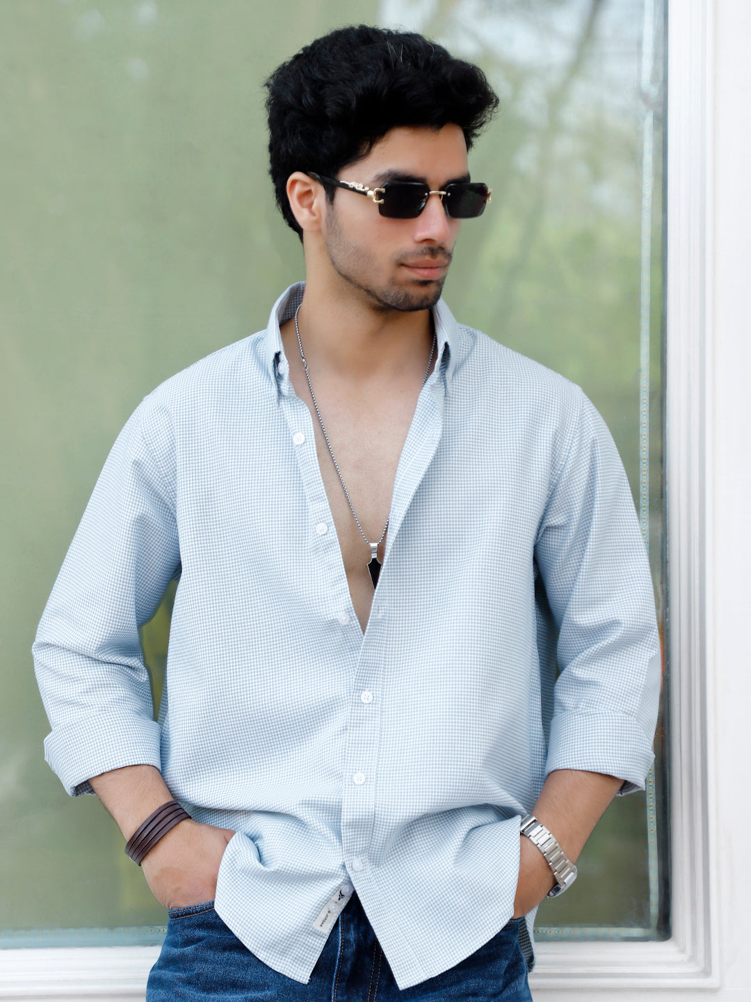 Desert Bloom Dark Sea Green Check full Sleeve shirt