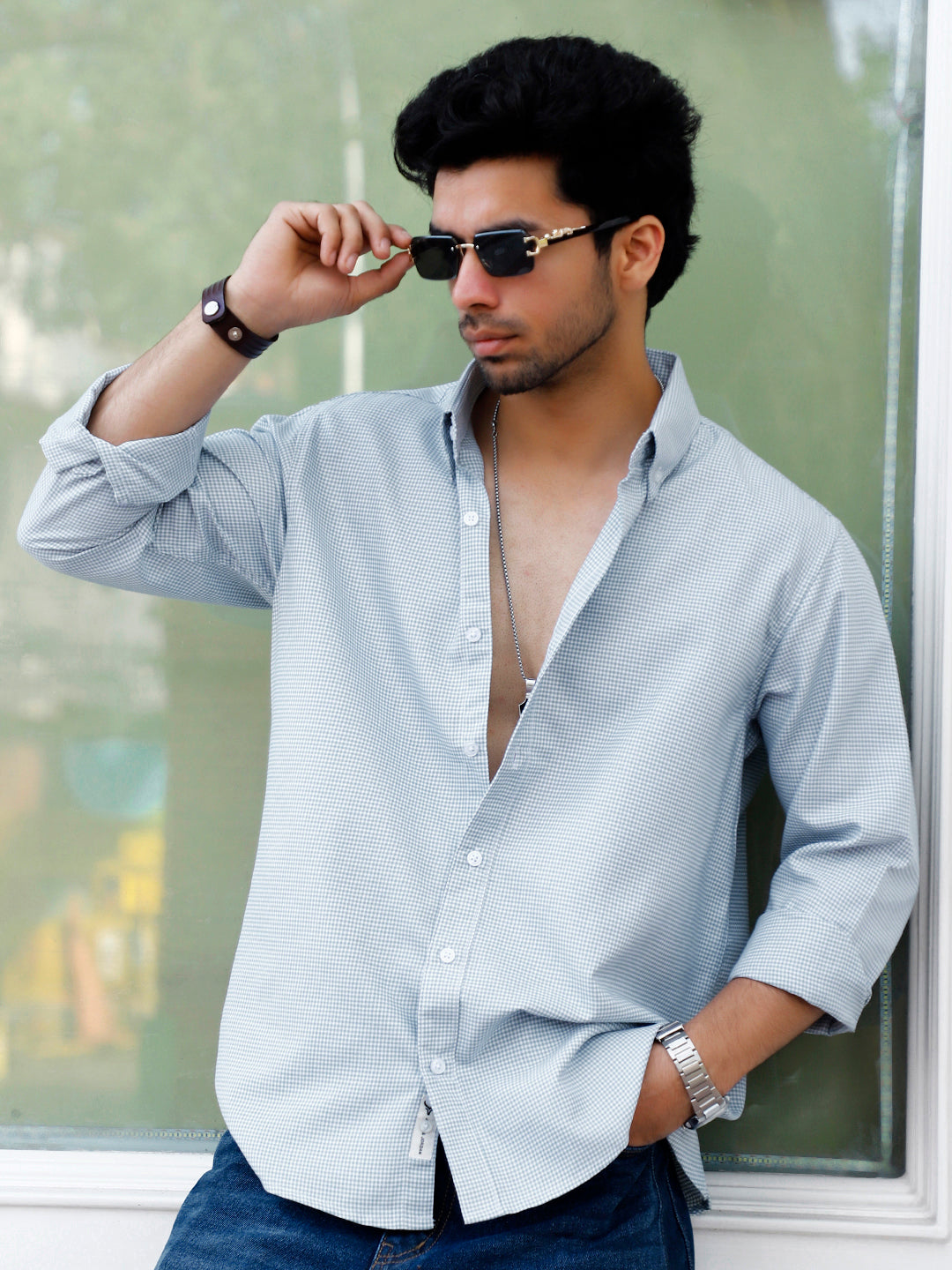 Cove Dark Sea Green Check full Sleeve shirt