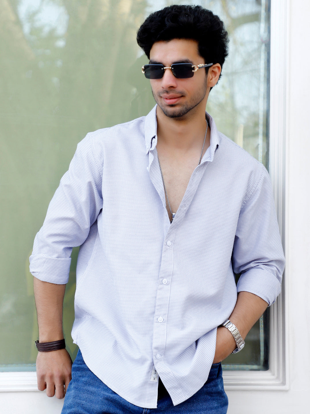 Desert Bloom Warm Grey Check full Sleeve shirt