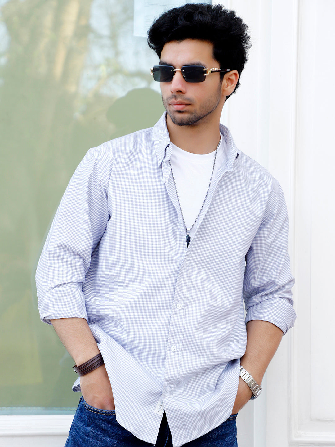 Desert Bloom Warm Grey Check full Sleeve shirt