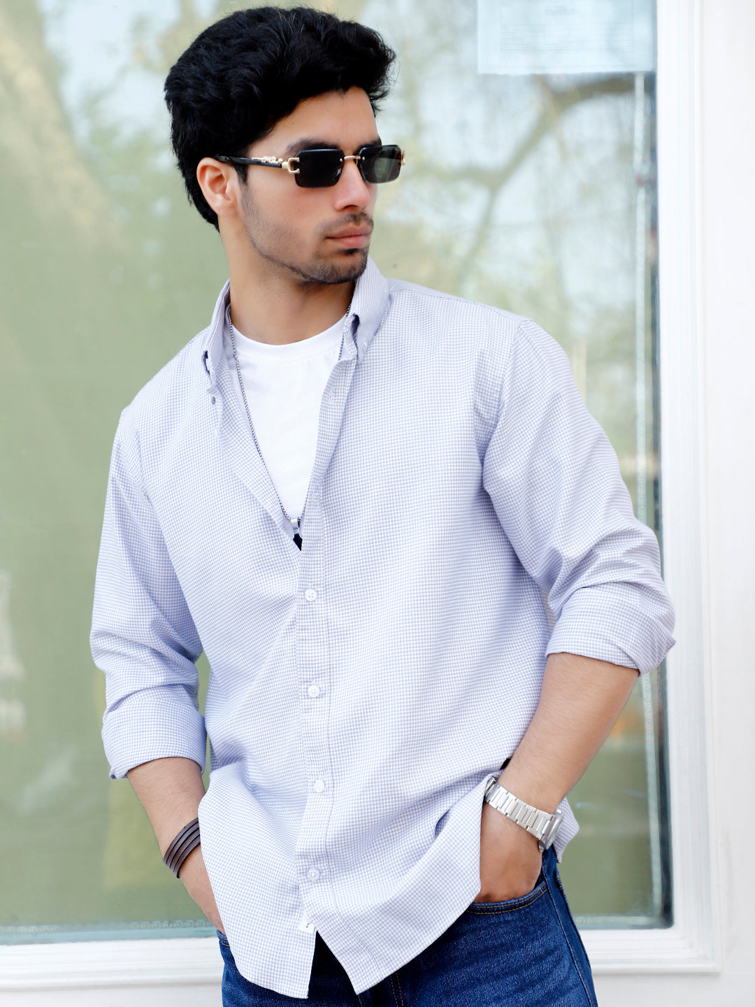 Desert Bloom Warm Grey Check full Sleeve shirt