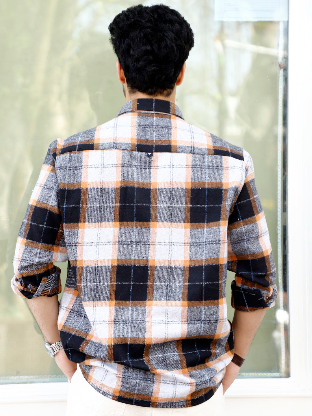 Daytona Dim Orange Check Full Sleeve Shirt
