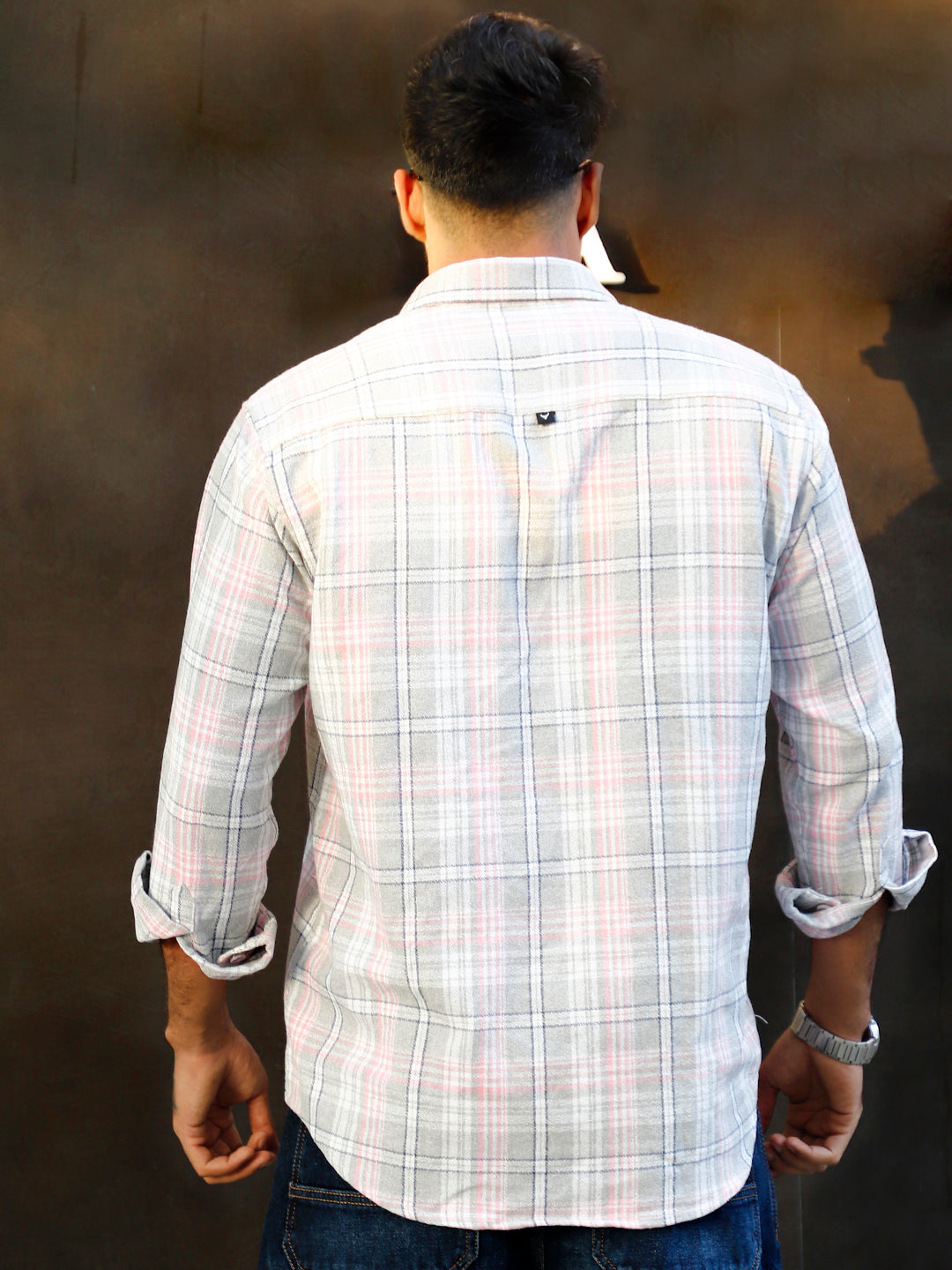 Bloom State Light Gray Check Full Sleeve Shirt
