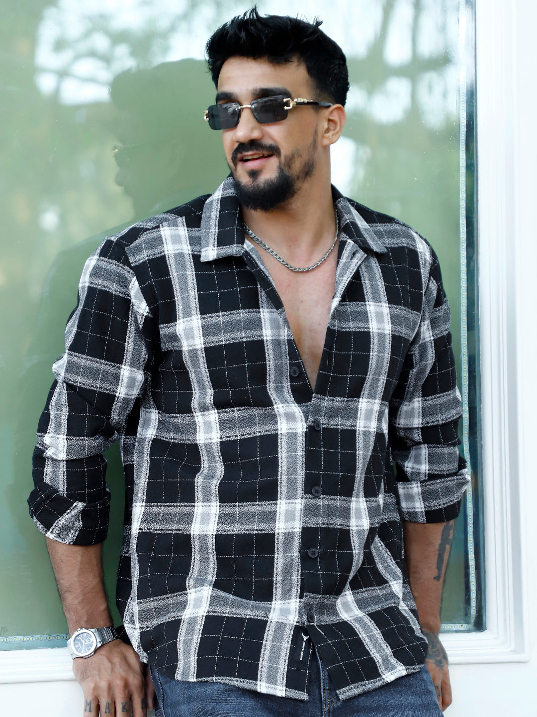 Bloom State Revan Black Check Shirt