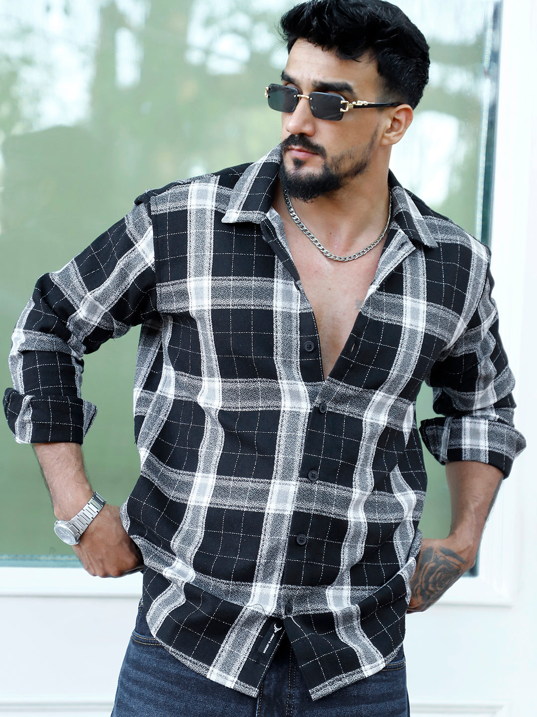 Bloom State Revan Black Check Shirt