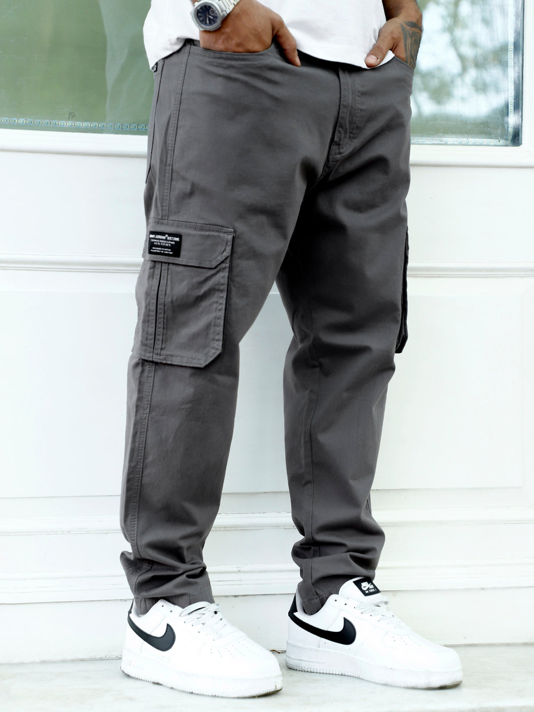 Slate Drift Grey Cotton Cargo