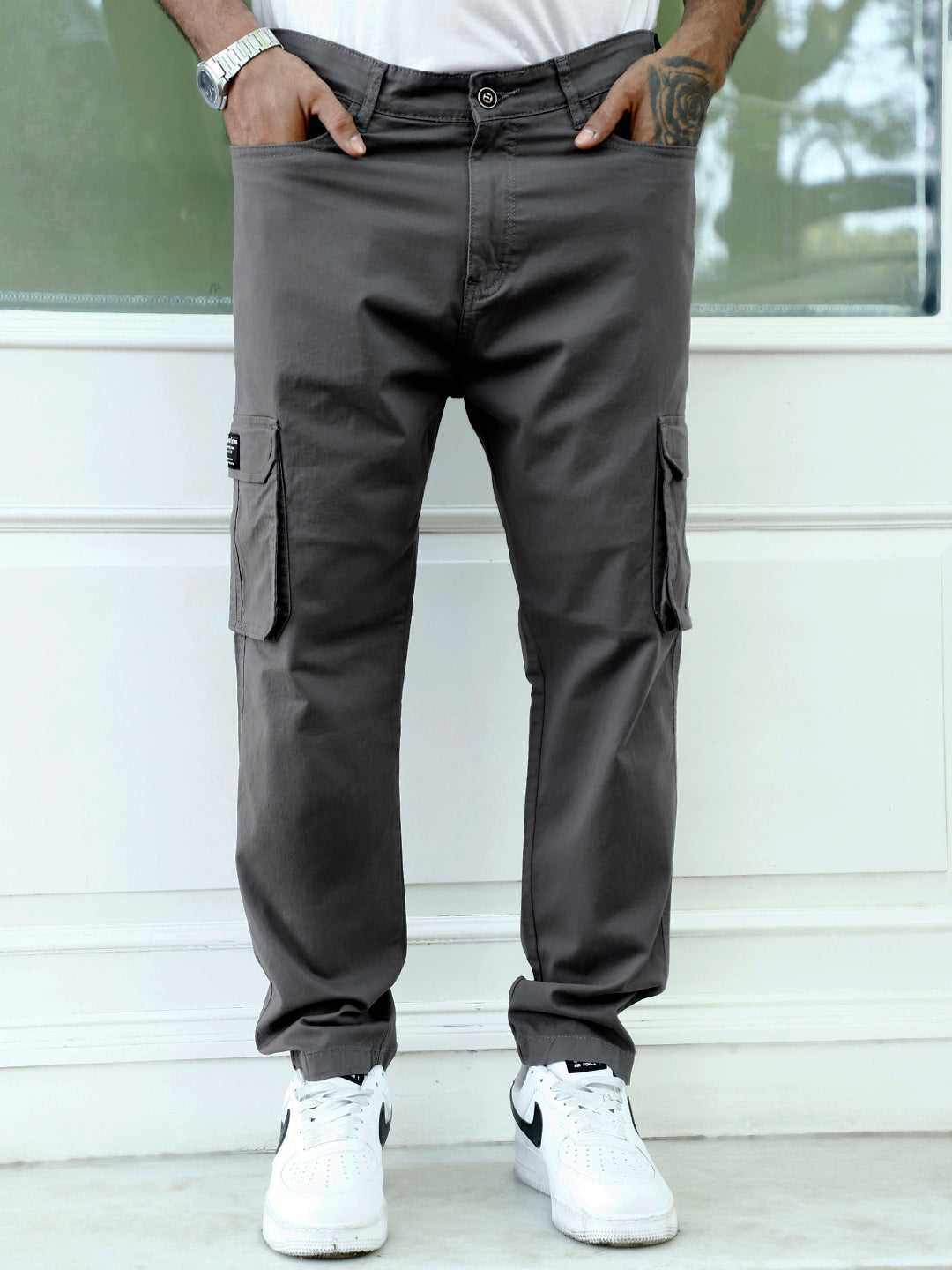 Slate Drift Grey Cotton Cargo