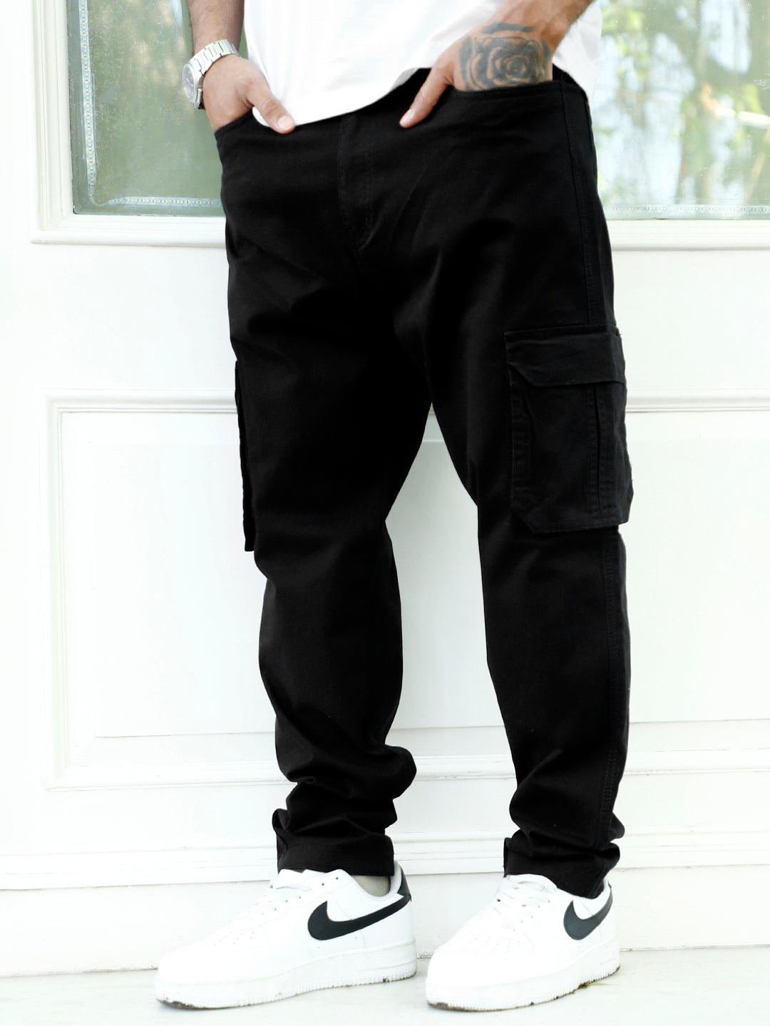 Slate Drift Black Cotton Cargo