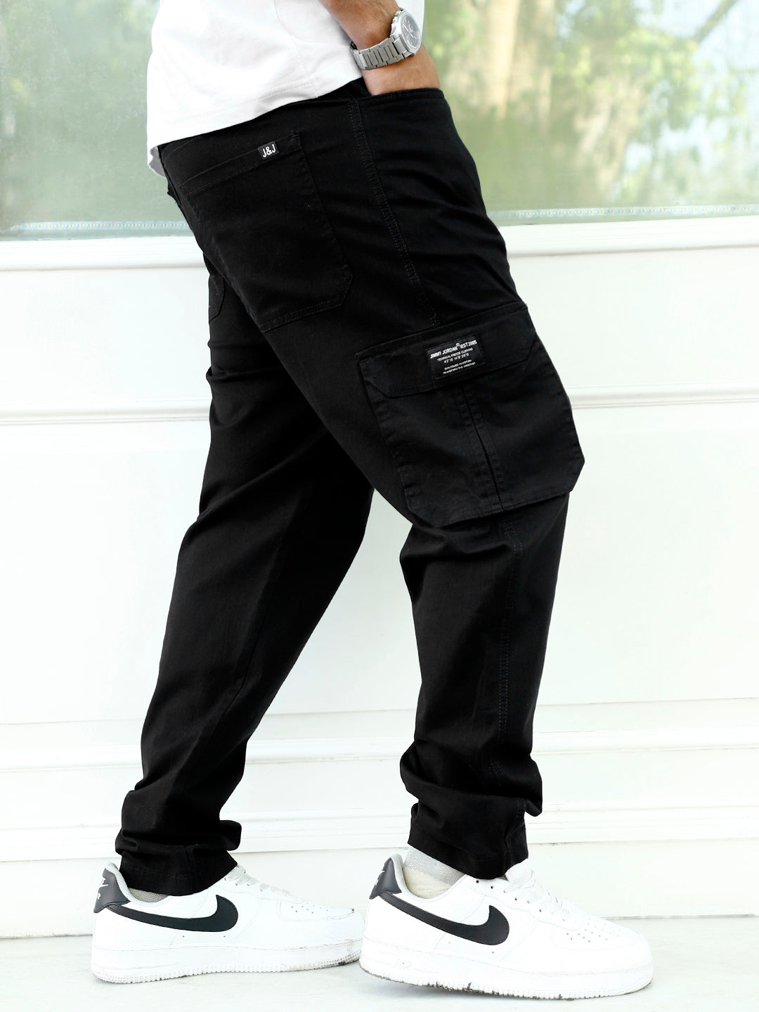 Slate Drift Black Cotton Cargo