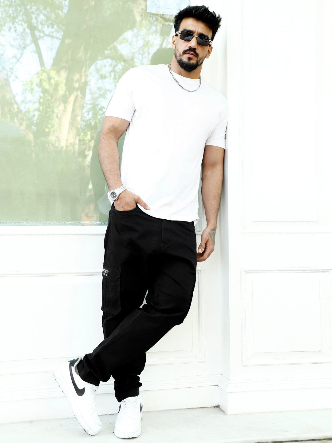 Slate Drift Black Cotton Cargo