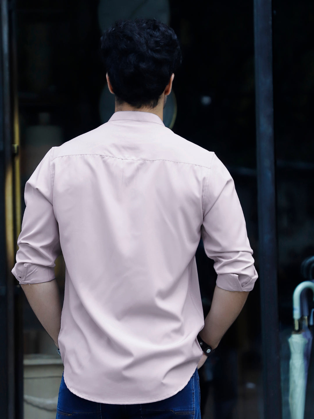 Caligo Light Grey Mandarin Shirt