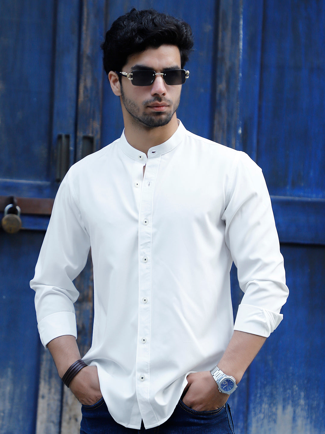Luxe Thread White Mandarin Shirt