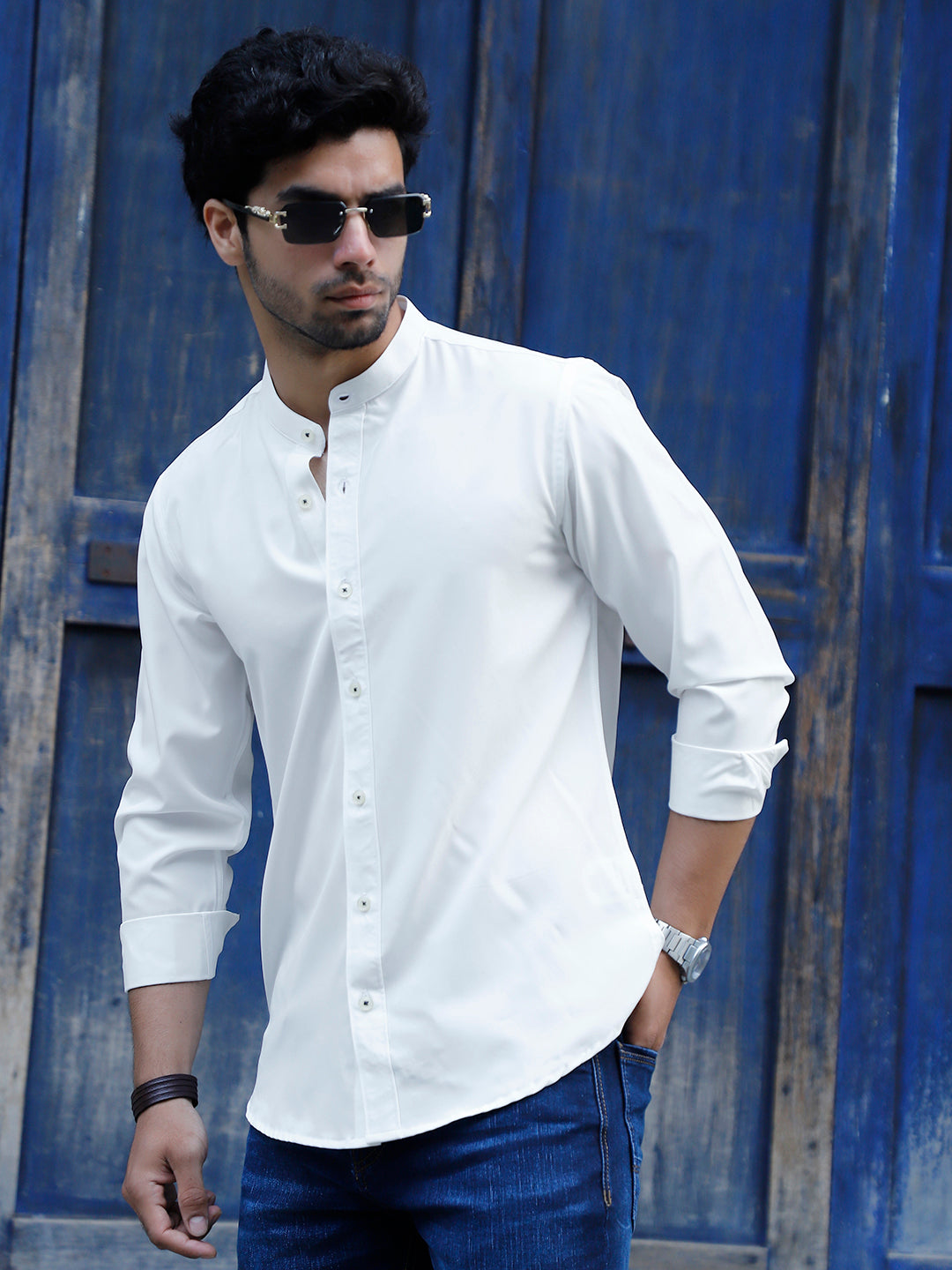 Luxe Thread White Mandarin Shirt