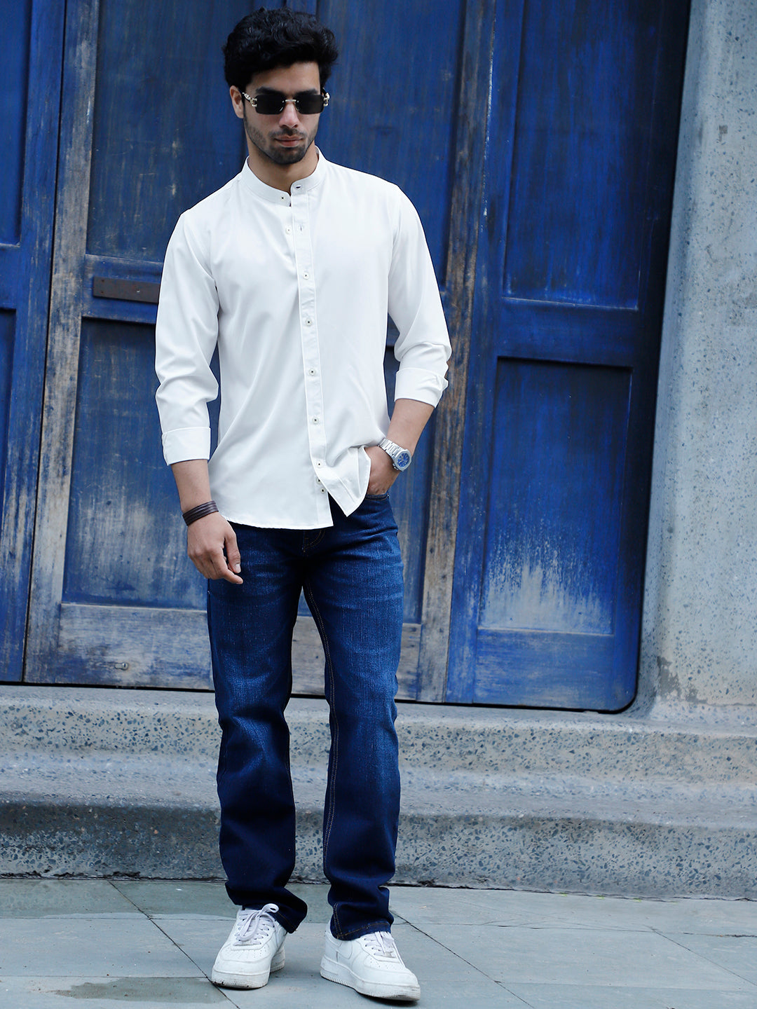 Luxe Thread White Mandarin Shirt