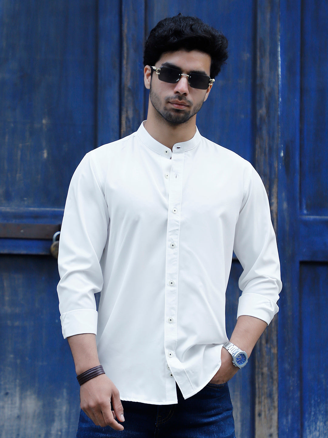 Luxe Thread White Mandarin Shirt