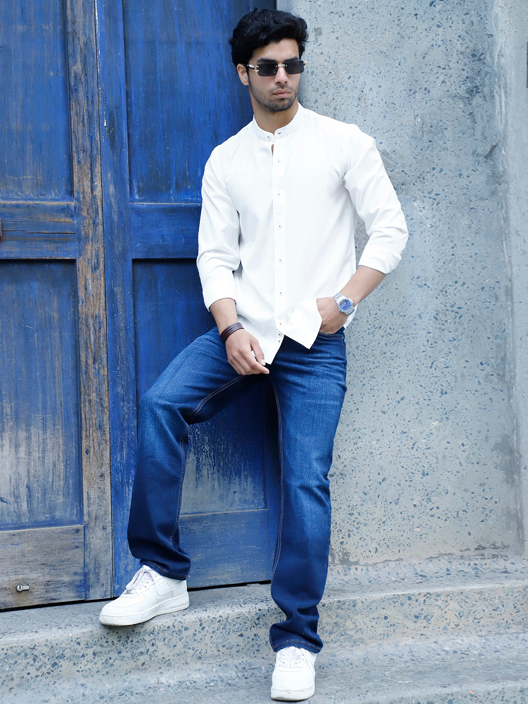 Luxe Thread White Mandarin Shirt