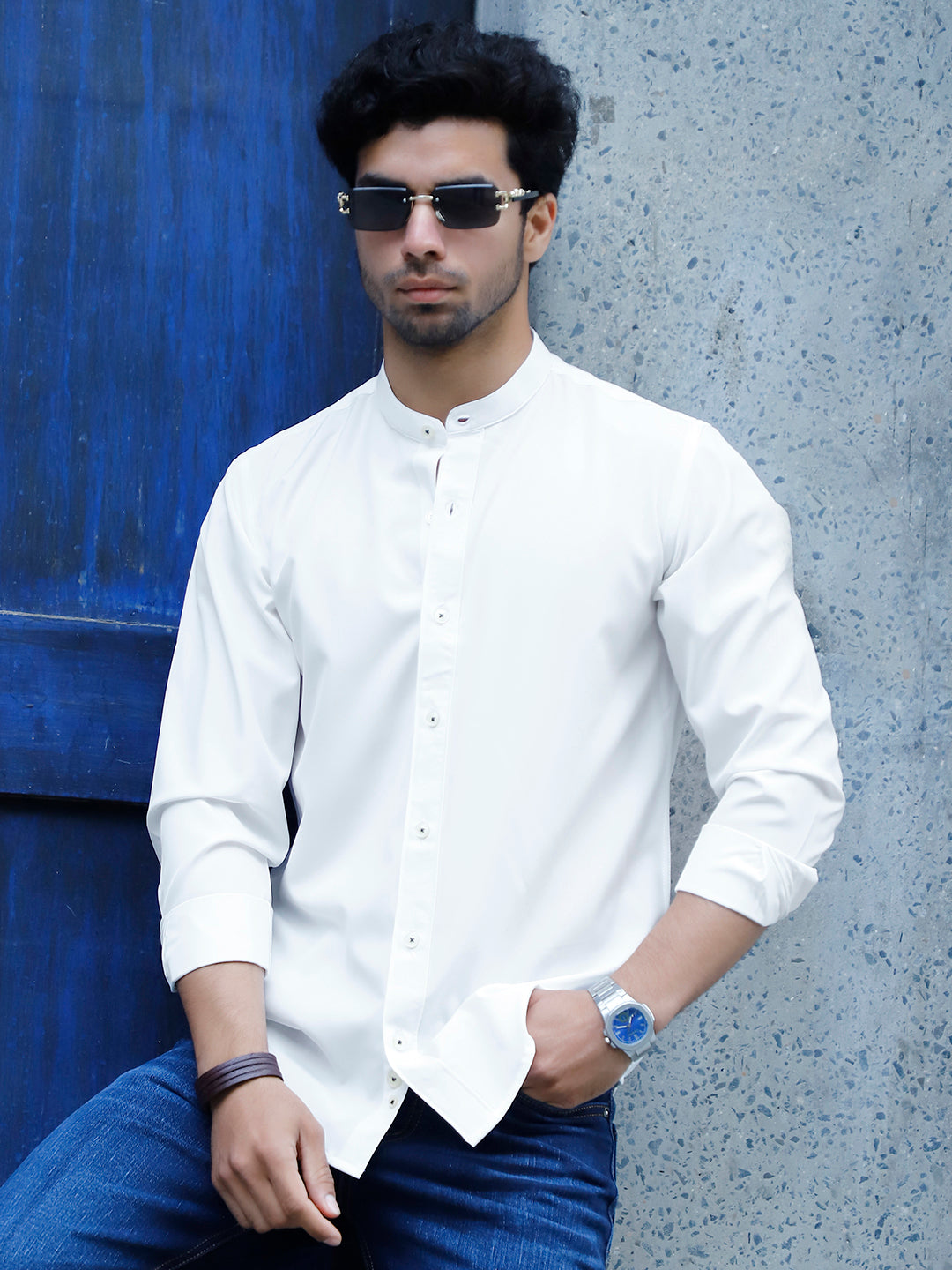 Luxe Thread White Mandarin Shirt