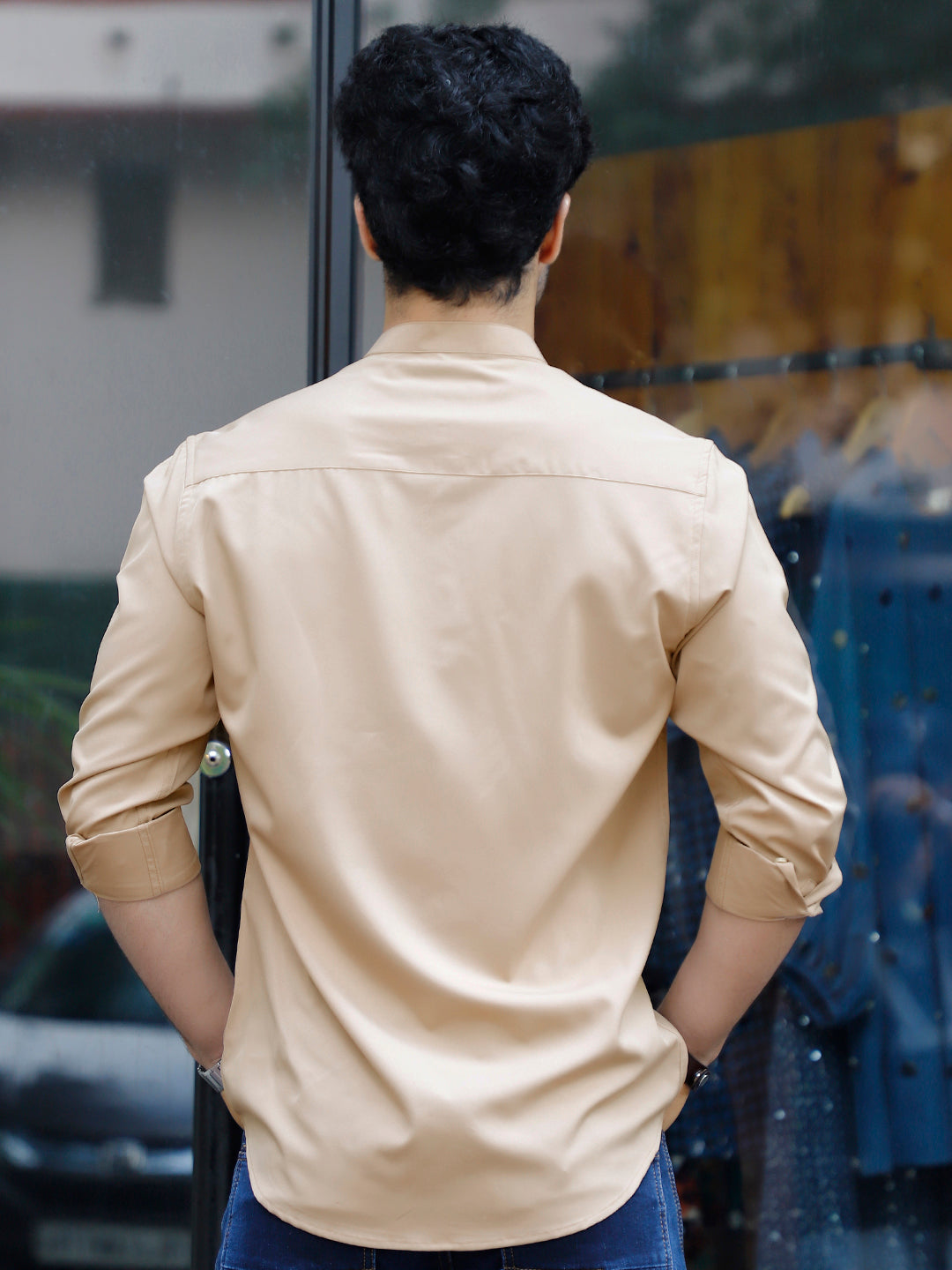Luxe Thread Beige Mandarin Shirt