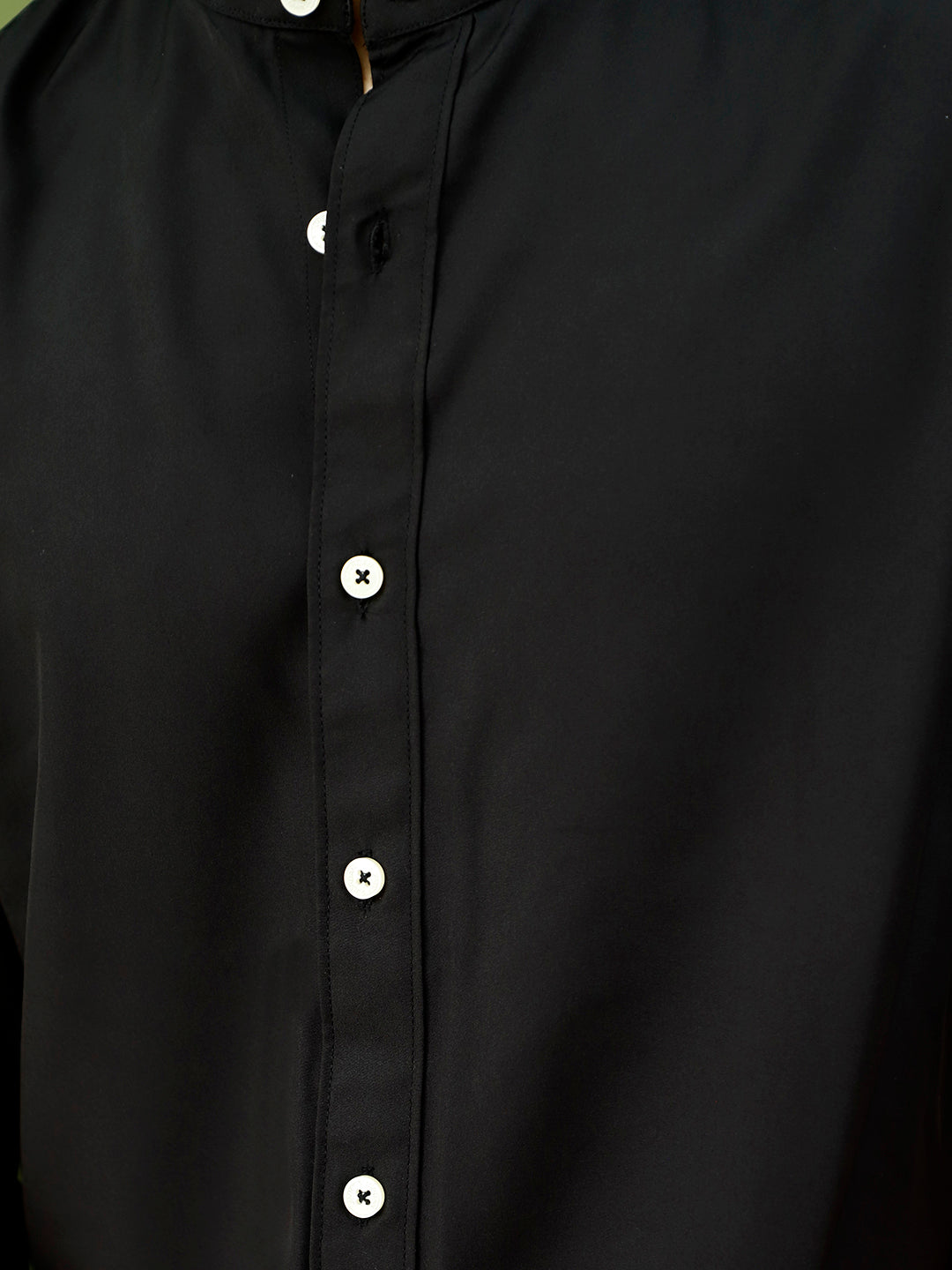 Luxe Thread Black Mandarin Shirt