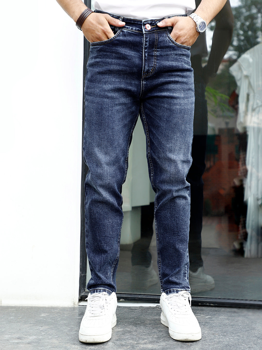 Pearl Drift Mid Wash Blue Carrot Fit Jeans