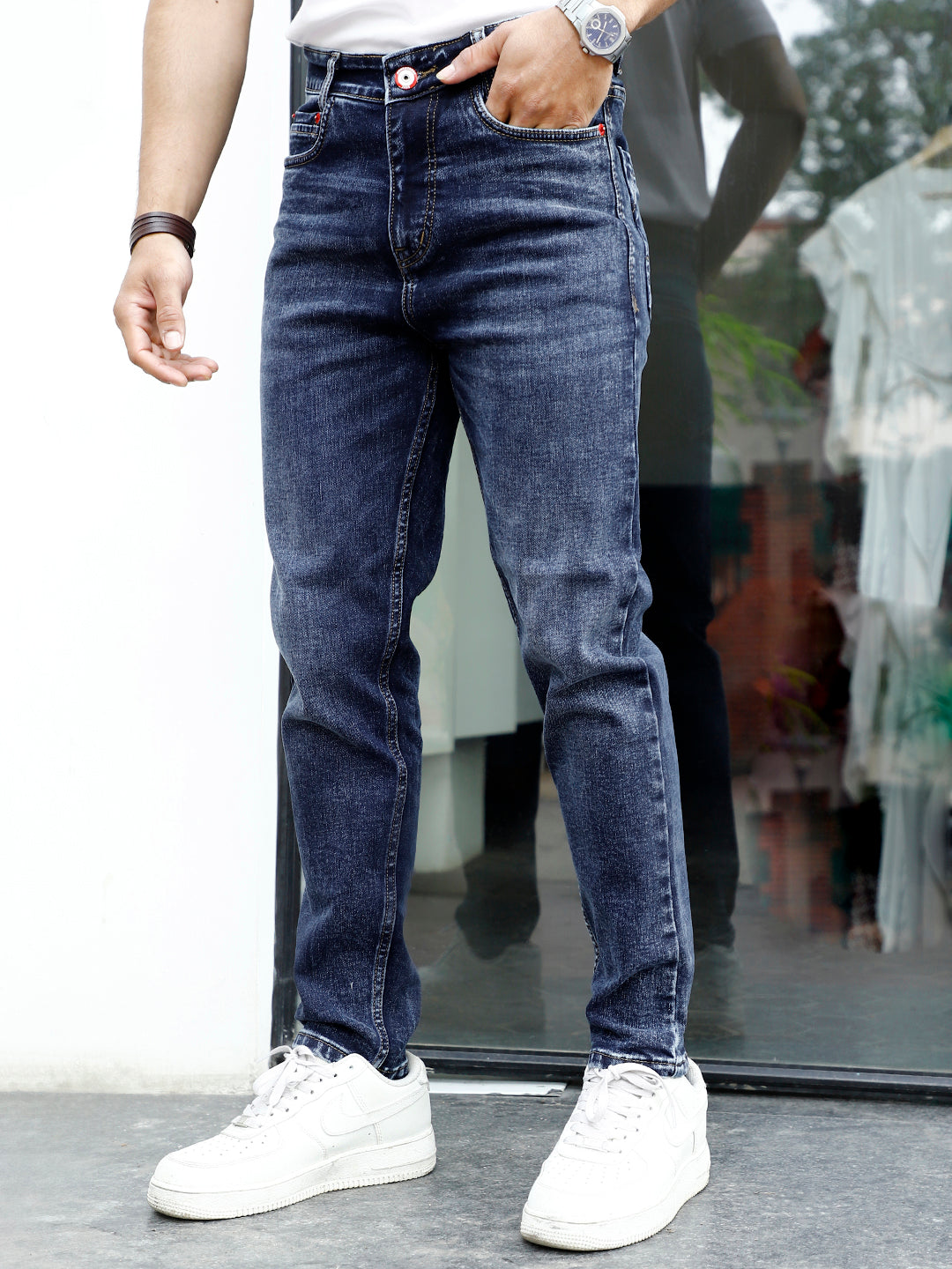 Pearl Drift Mid Wash Blue Carrot Fit Jeans