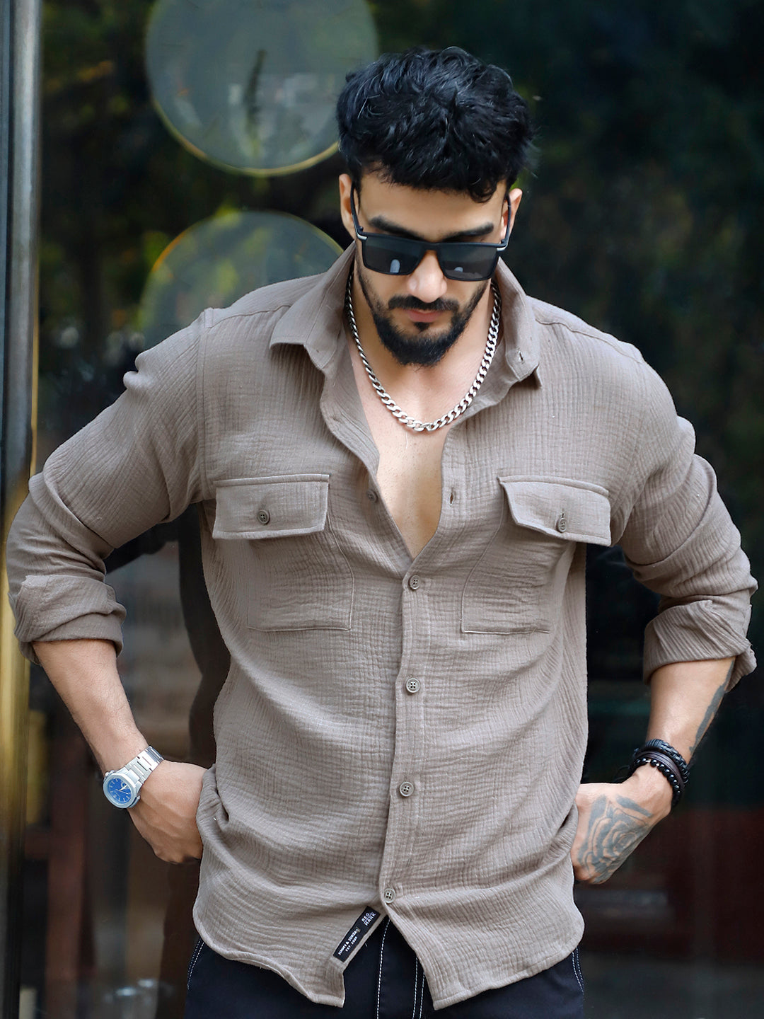 Vero Vibe Lucas Double Clothe Grey Shirt