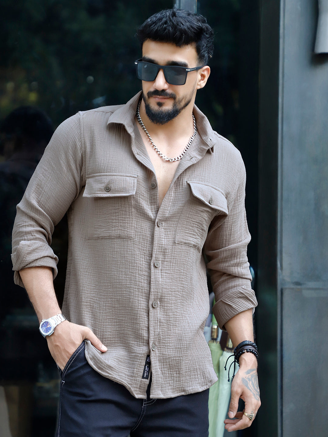 Vero Vibe Lucas Double Clothe Grey Shirt