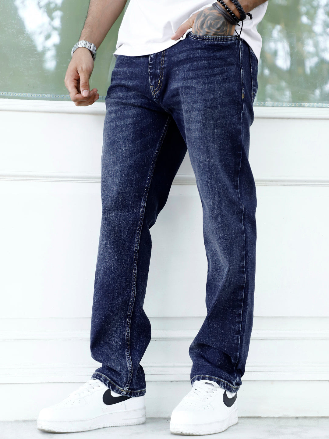 Novaire Prussian Blue Straight Fit Jeans