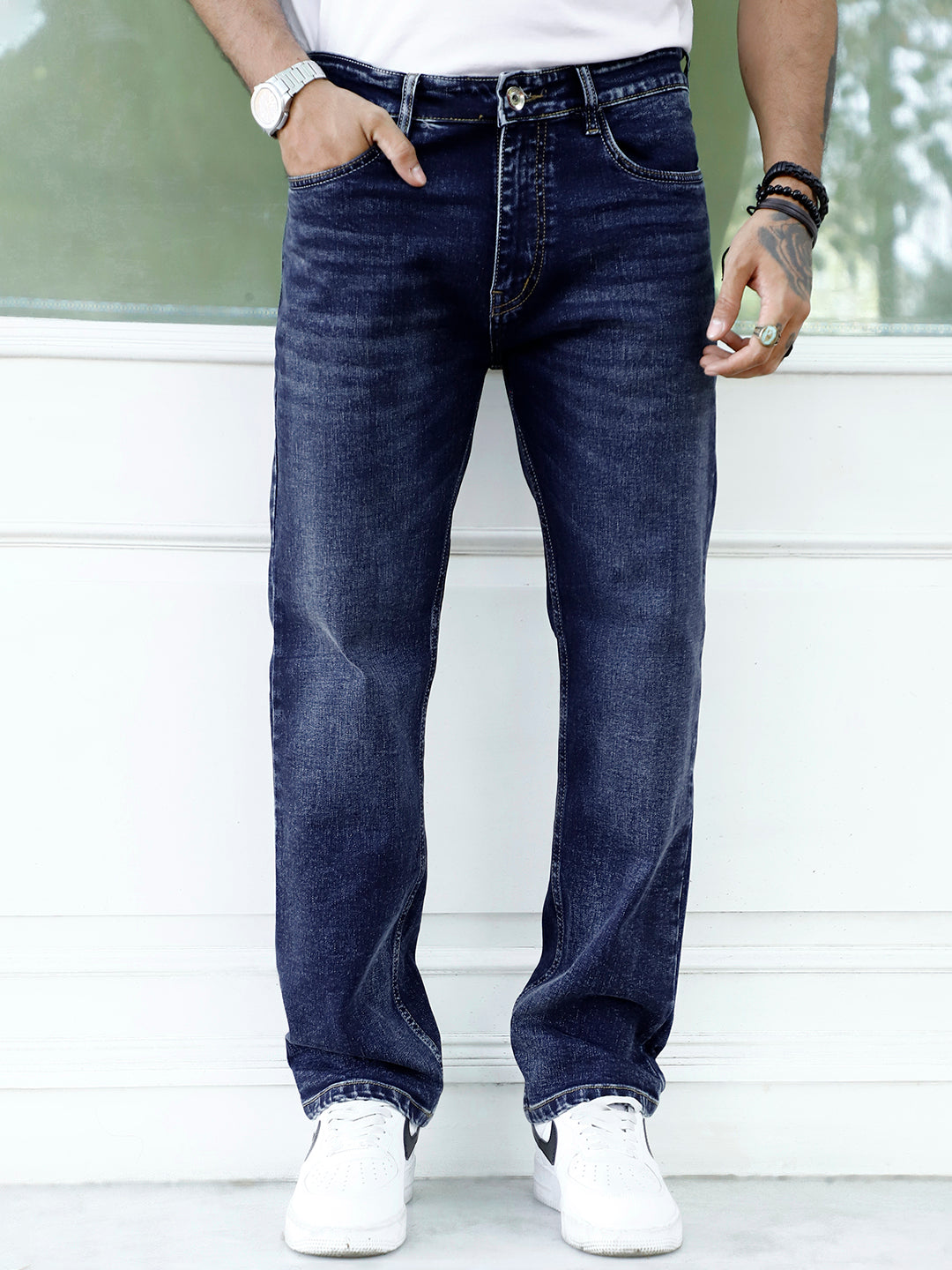 Novaire Prussian Blue Straight Fit Jeans