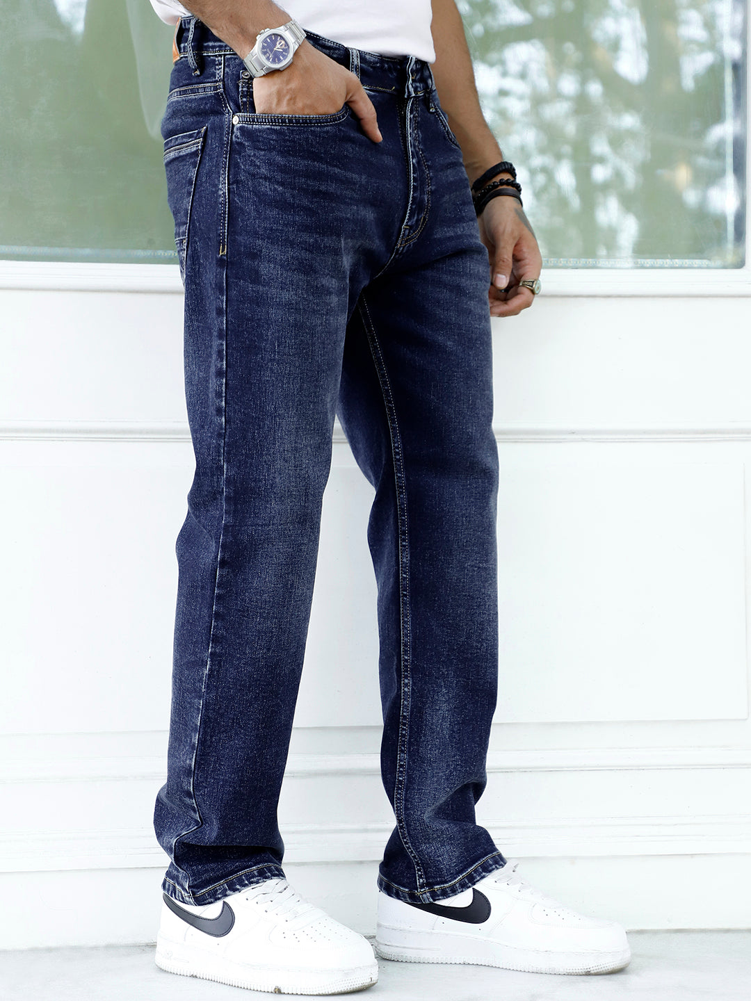 Novaire Prussian Blue Straight Fit Jeans