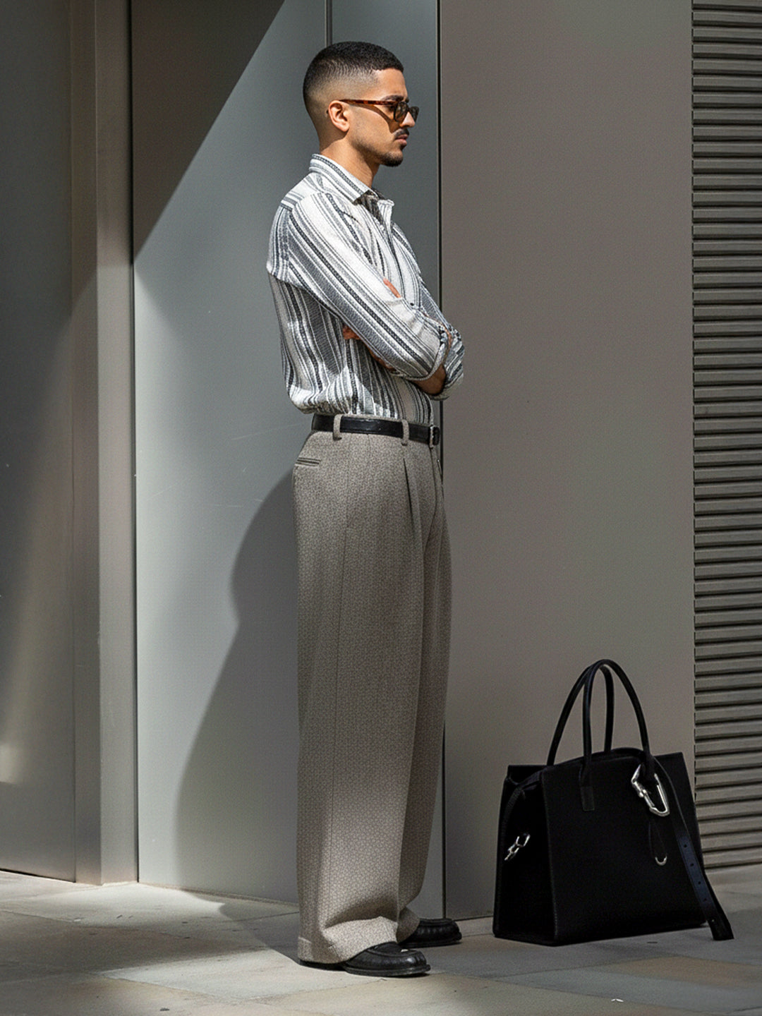 Sable Tone Light Grey Stripe Full Sleeve Shirt