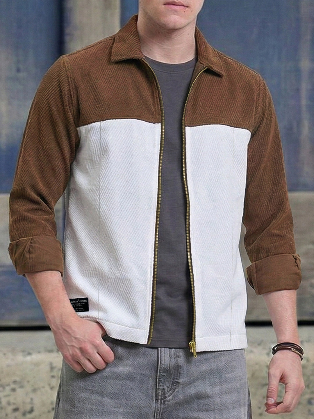Halo Fade Beige Ribbed Shacket