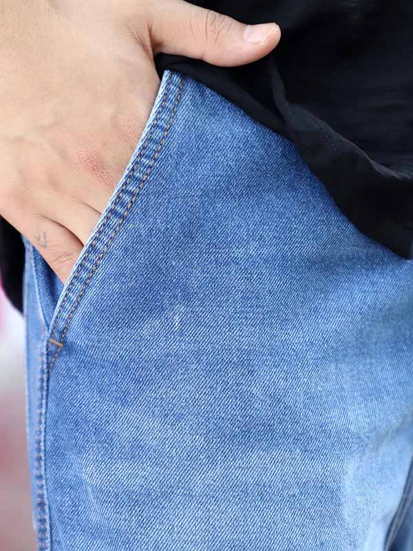 Noir Azure Blue Baggy Fit Denim Cargo