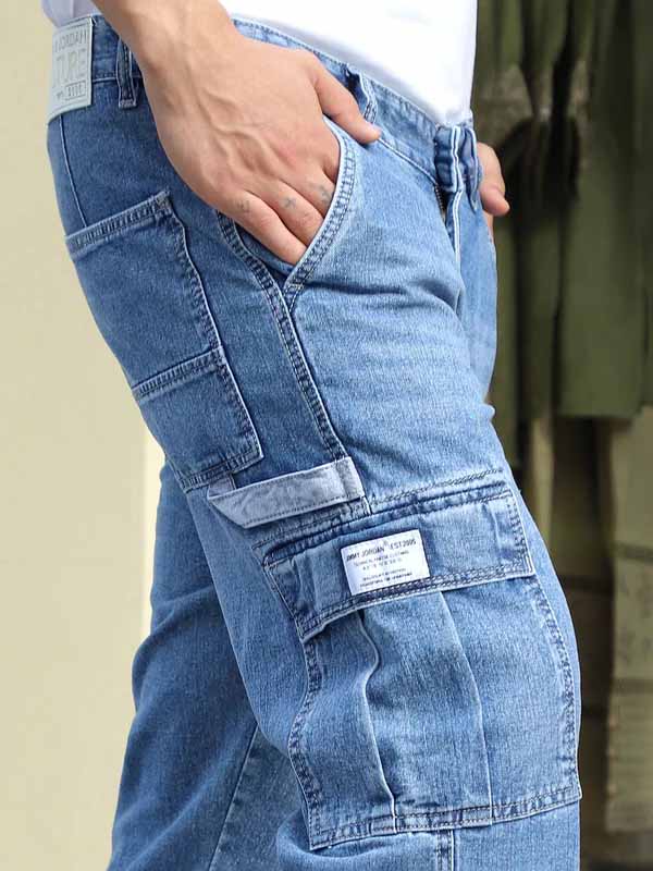 Celshade Light Blue Baggy Fit Denim Cargo