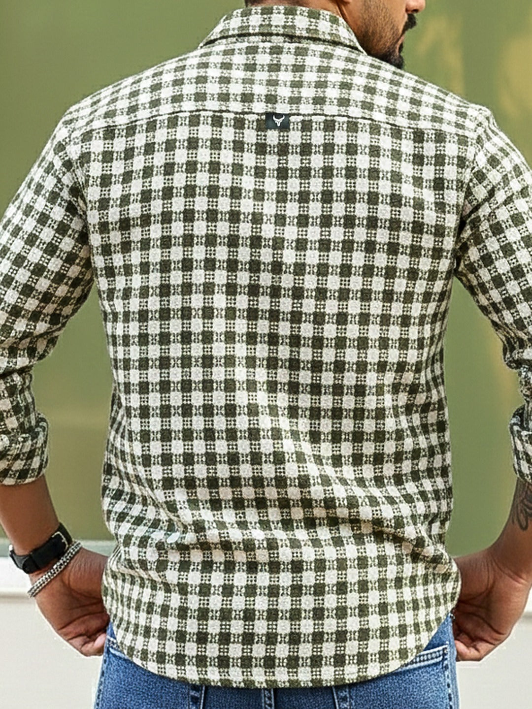 Polar Classic Olive Green Check Full Sleeve Shirt