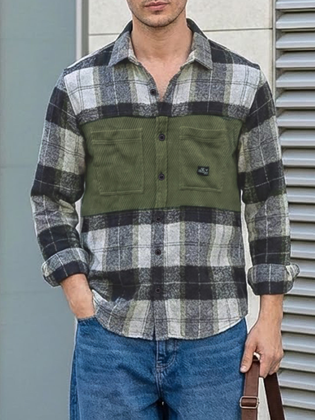 Thunderbird Basil Green Check Full Sleeve Shirt