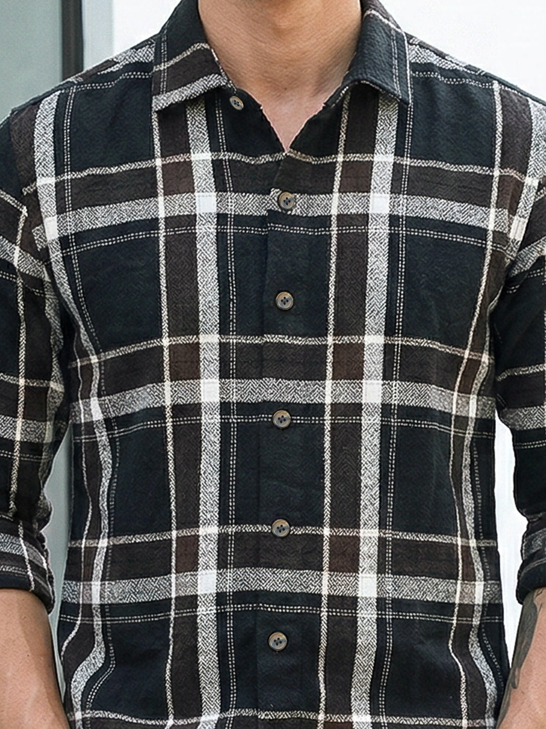 Bloom State Black Check Full Sleeve Shirt