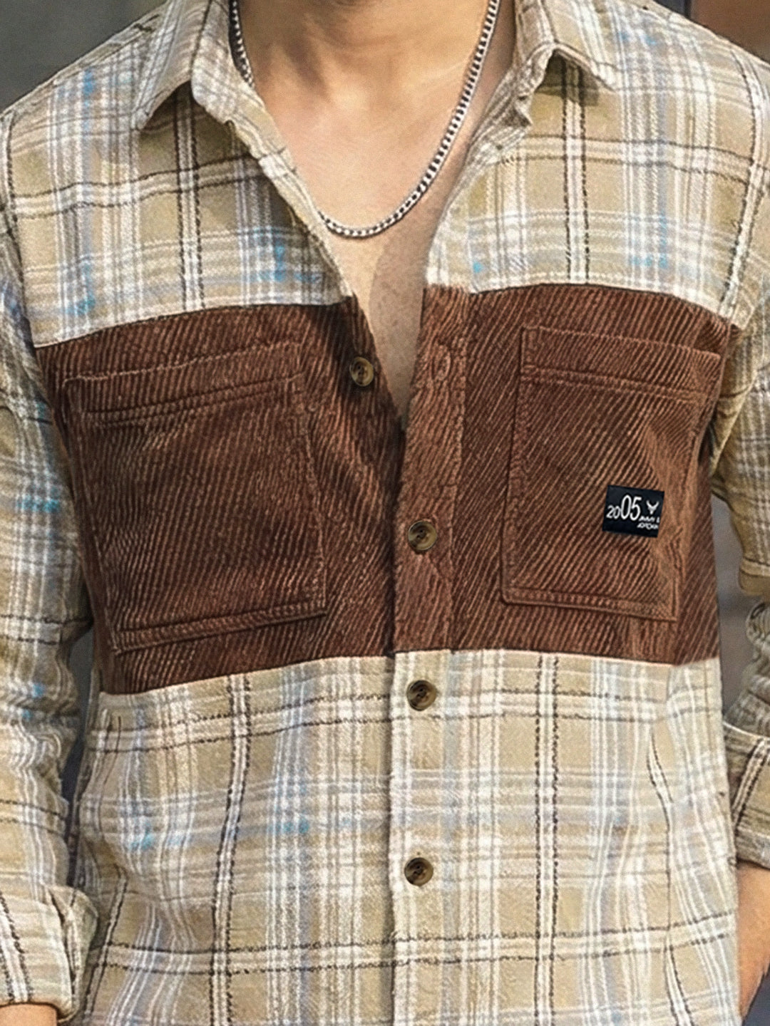 Thunderbird Beige Check Full Sleeve Shirt