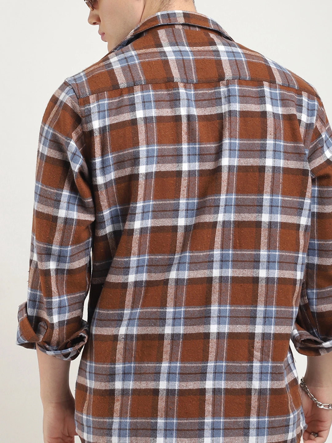 Infinite Brushed Brown Check Full Sleeve Shirt