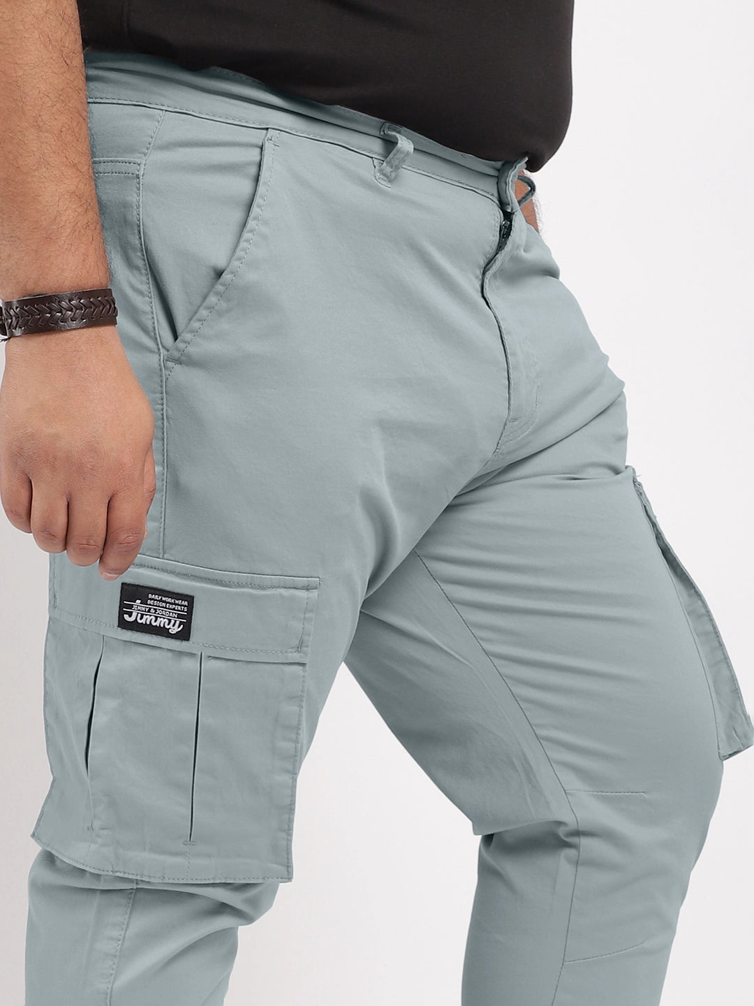 Men Grey Cotton Cargo