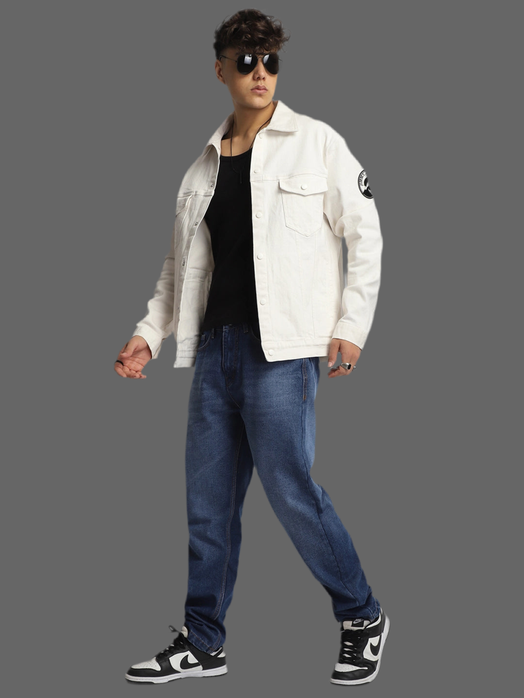 White Denim Jacket Men