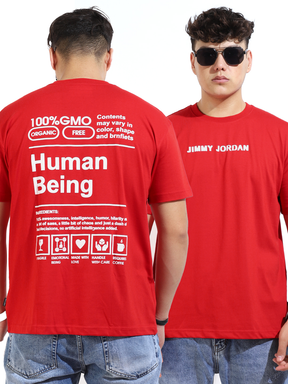 Human Being Oversized Red T-Shirt