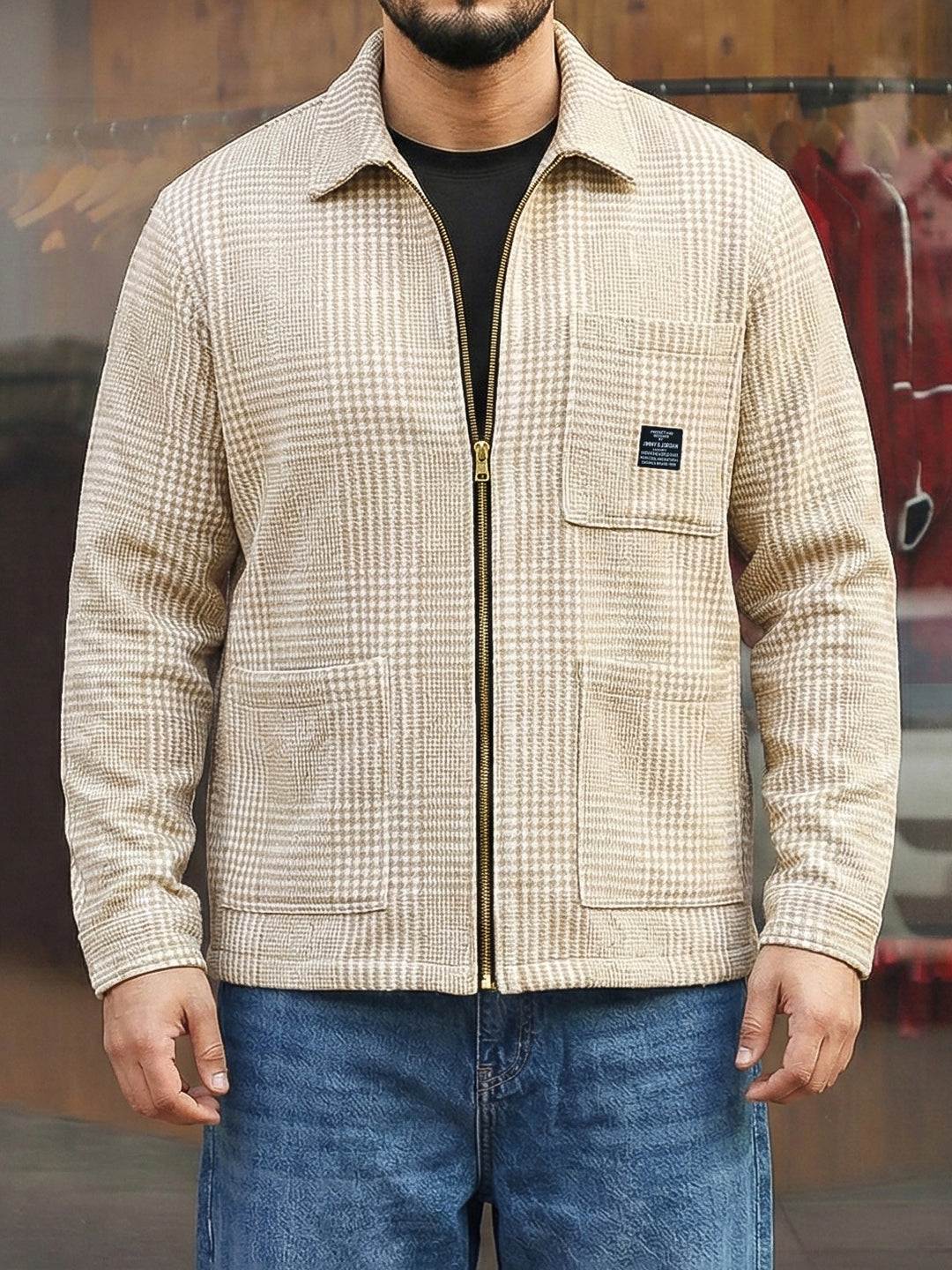 Core Atelier Beige Ribbed Shacket