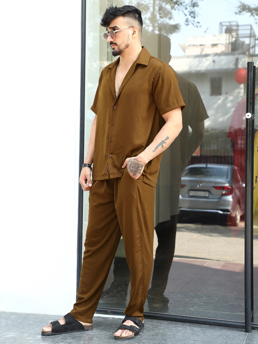 Linen Atlantica Copper Brown Co-Ord Set