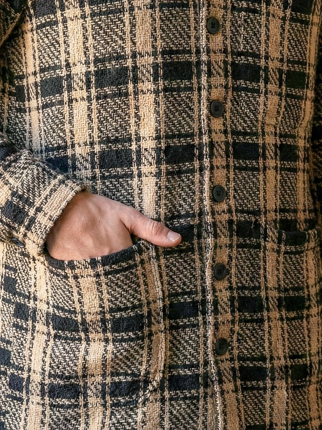 Crosshatch Camel Brown Check Shacket