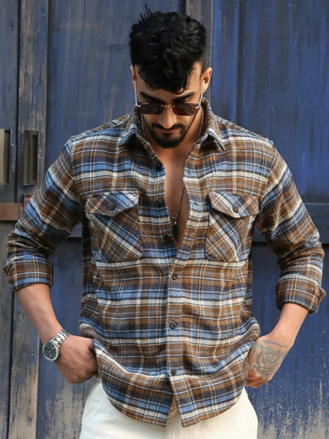 Afterdark Brown Check Full Sleeve Shirt