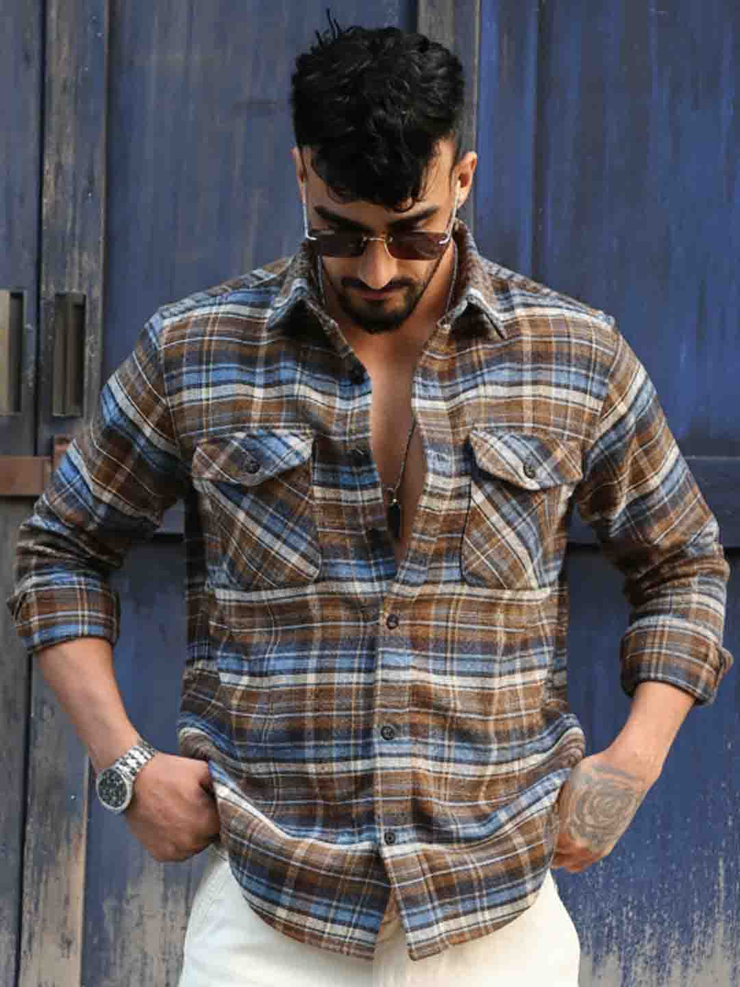 Afterdark Brown Check Full Sleeve Shirt